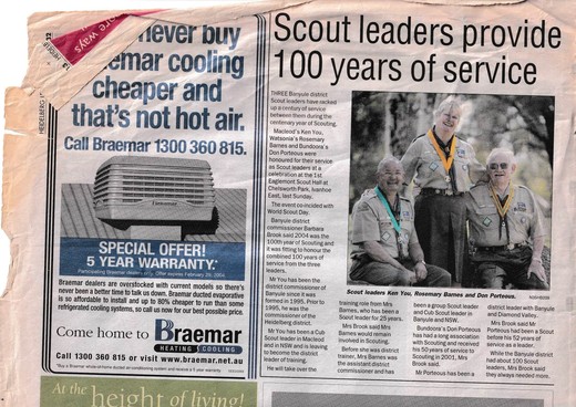 Scout leaders provide 100 years of service