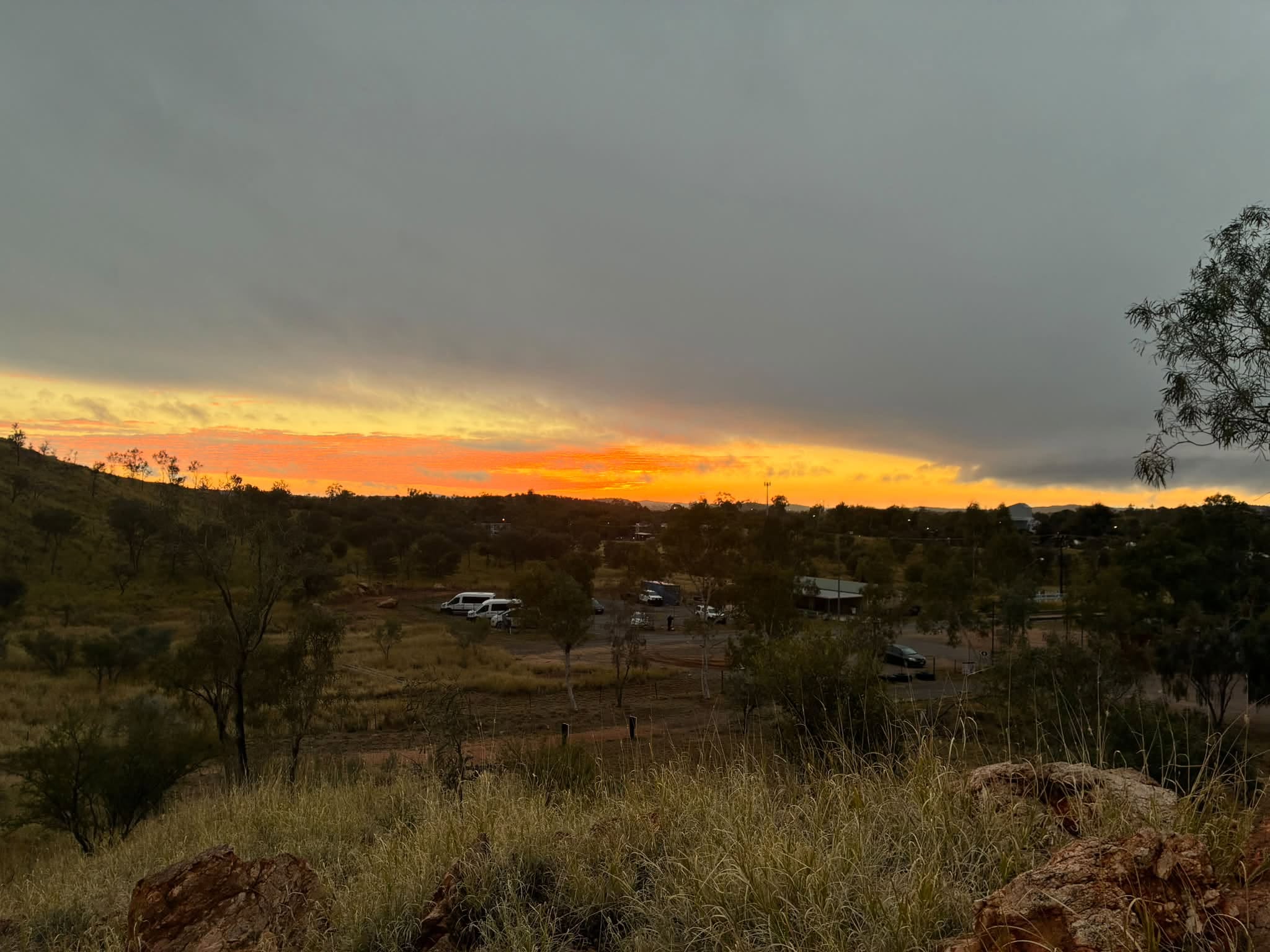 Sunrise over Alice Springs from the hill behind the Alice Springs Scout Group grounds